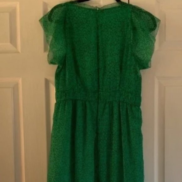 WHISTLES Green Midi Sketched Floral Frill Dress Chiffon US 2 Small RRP $339 - Picture 4 of 7